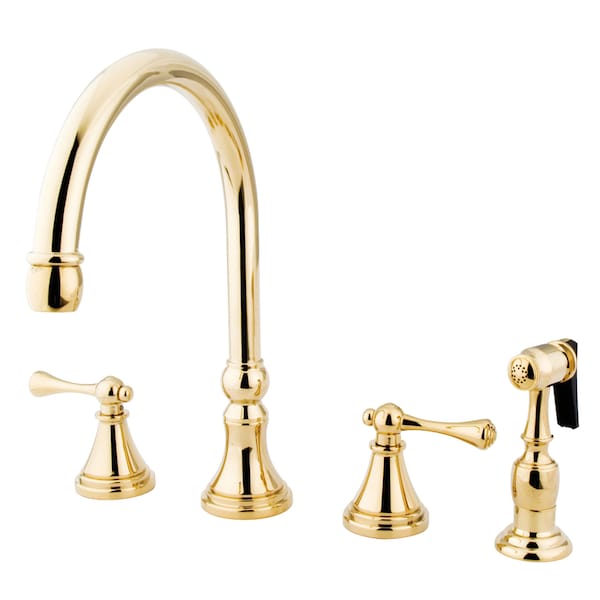 Kingston Brass Widespread Kitchen Faucet, Polished Brass KS2792BLBS - main